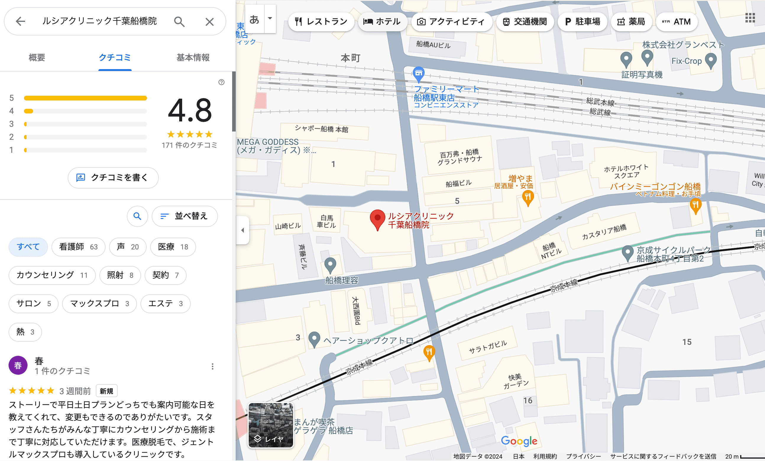 ルシアクリニック　千葉船橋院　口コミ